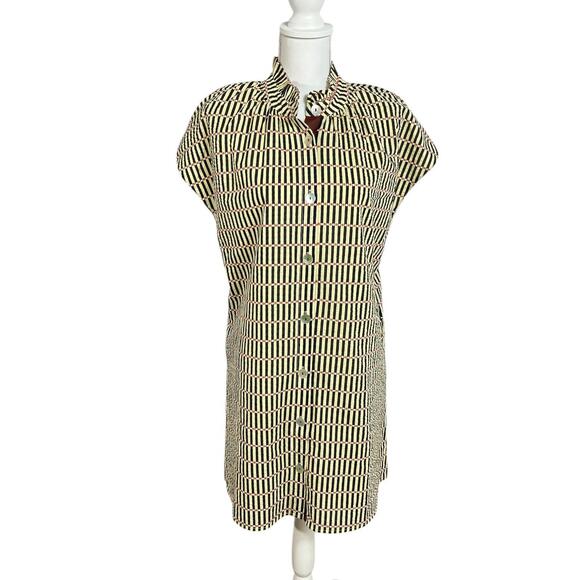 THML Faith Button Up Dress Womens Medium Rue Stripe Dot NWT - Picture 2 of 10